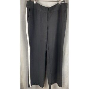 Worthington Womens Sz 14 Black Wide Leg Dress Pants With White Stripe